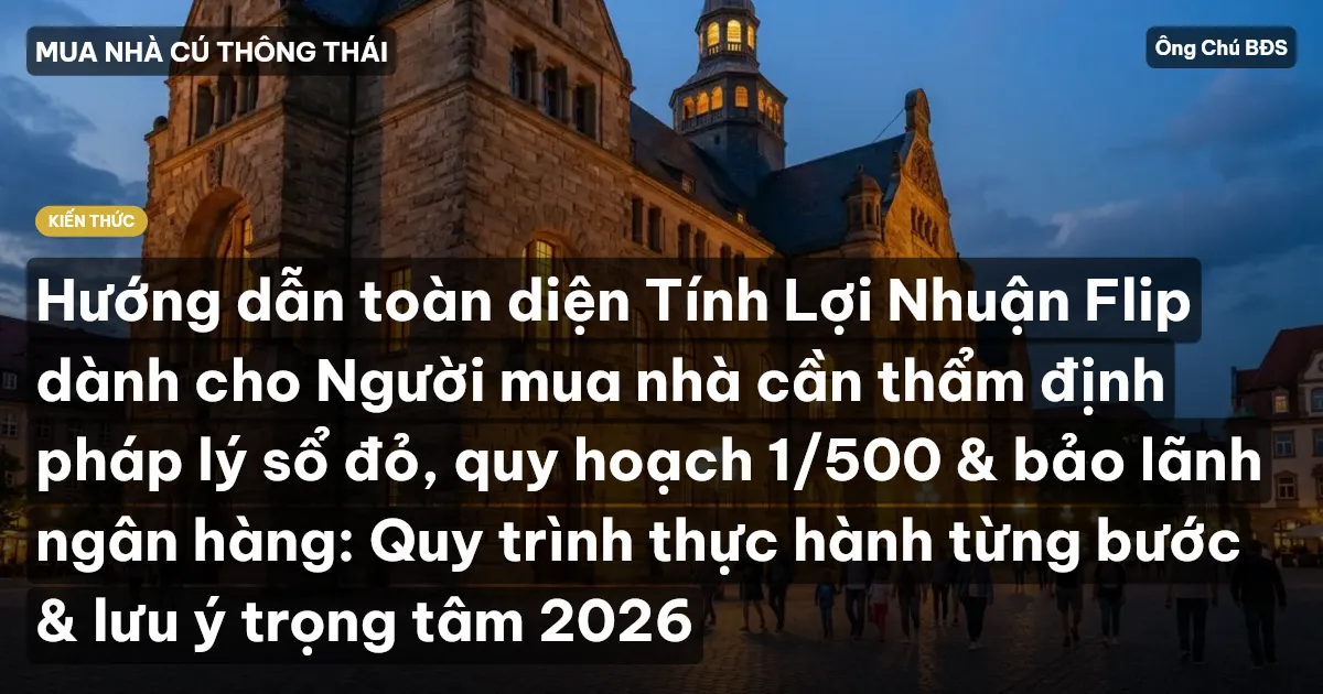 Hướng dẫn toàn diện Tính Lợi Nhuận Flip dành cho Người mua nhà cần thẩm định pháp lý sổ đỏ, quy hoạch 1/500 & bảo lãnh ngân hàng: Quy trình thực hành từng bước & lưu ý trọng tâm 2026