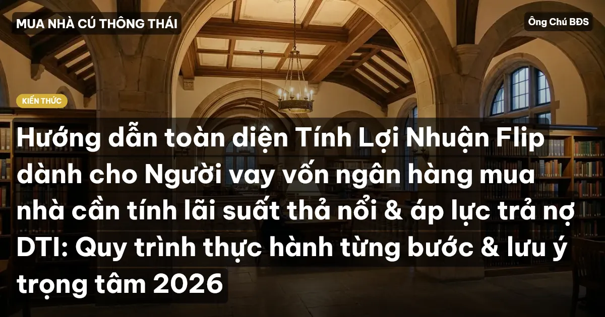 Hướng dẫn toàn diện Tính Lợi Nhuận Flip dành cho Người vay vốn ngân hàng mua nhà cần tính lãi suất thả nổi & áp lực trả nợ DTI: Quy trình thực hành từng bước & lưu ý trọng tâm 2026