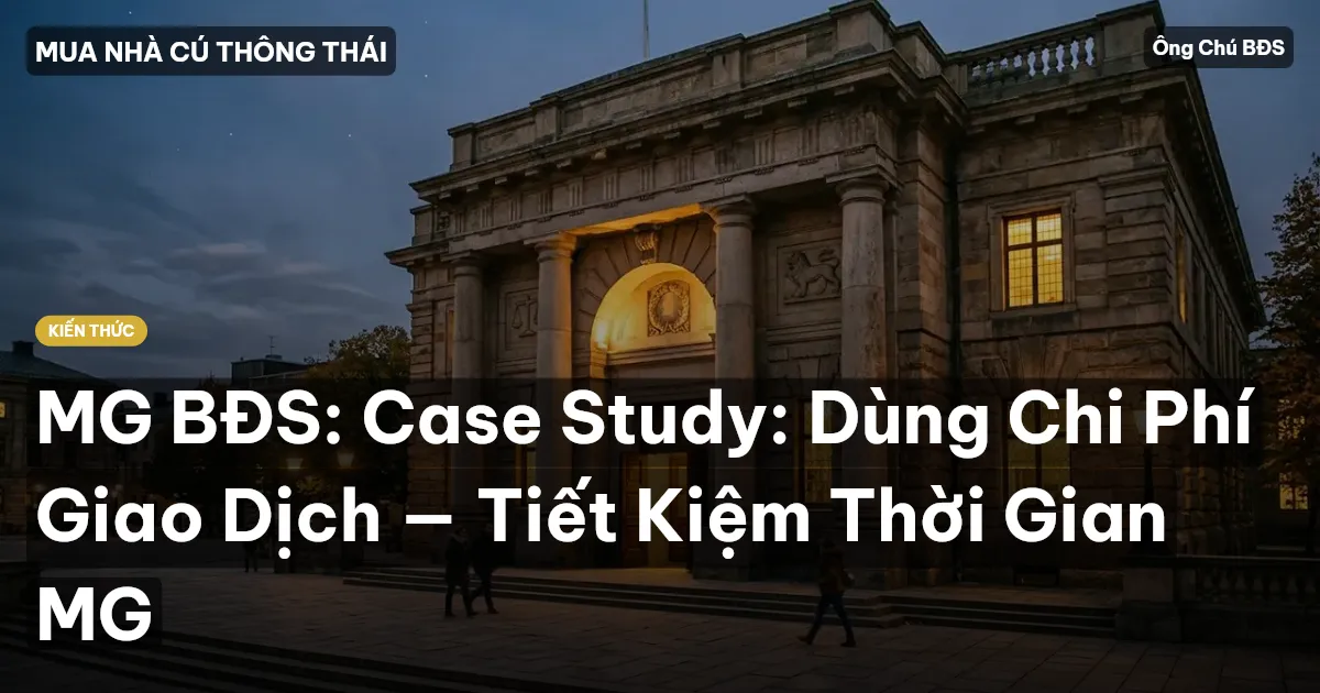 MG BĐS: Case Study: Dùng Chi Phí Giao Dịch — Tiết Kiệm Thời Gian MG