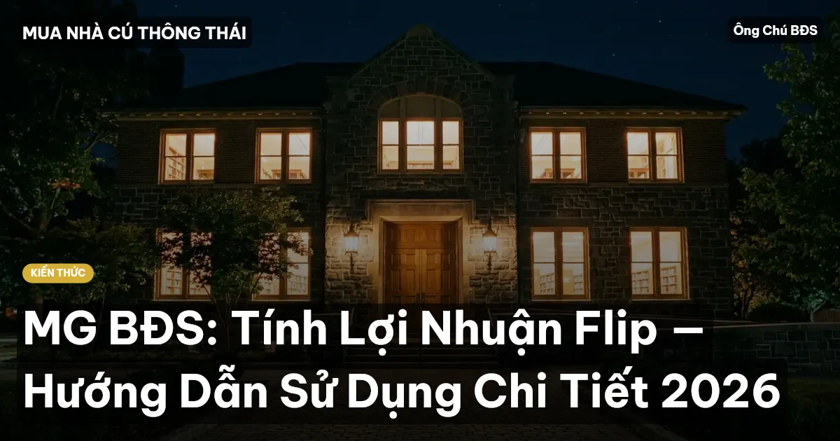 MG BĐS: Tính Lợi Nhuận Flip — Hướng Dẫn Sử Dụng Chi Tiết 2026