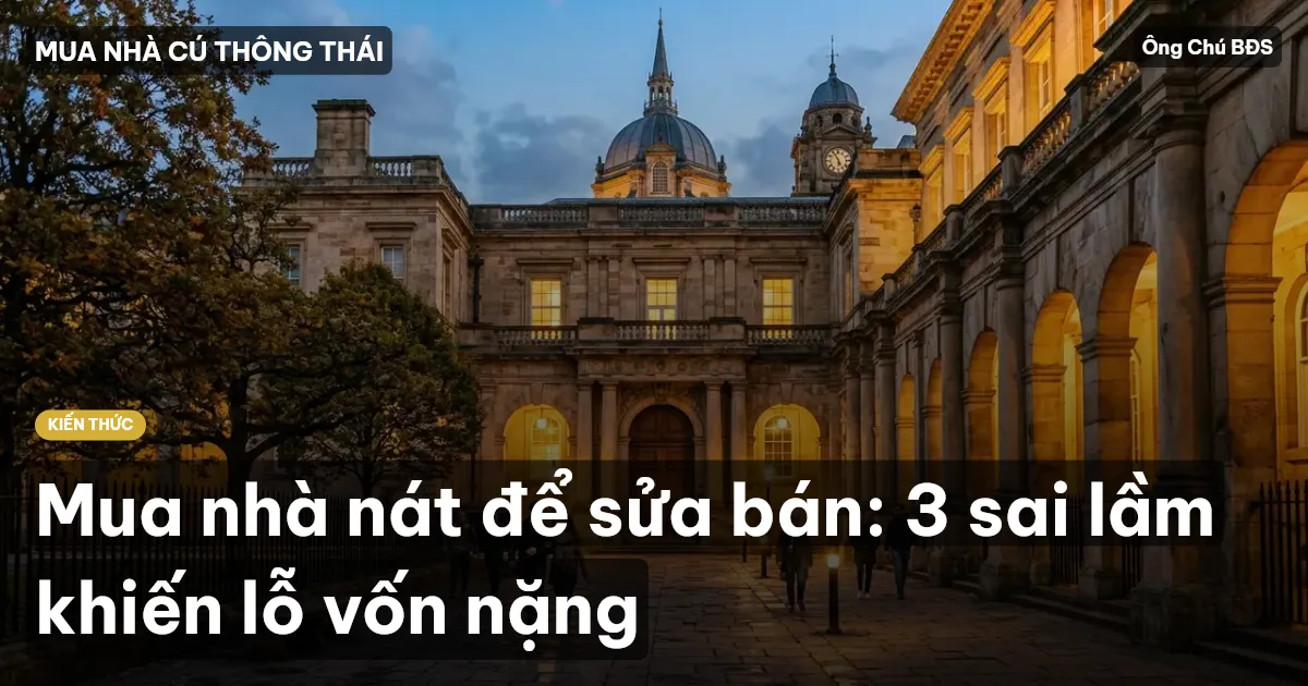 Mua nhà nát để sửa bán: 3 sai lầm khiến lỗ vốn nặng