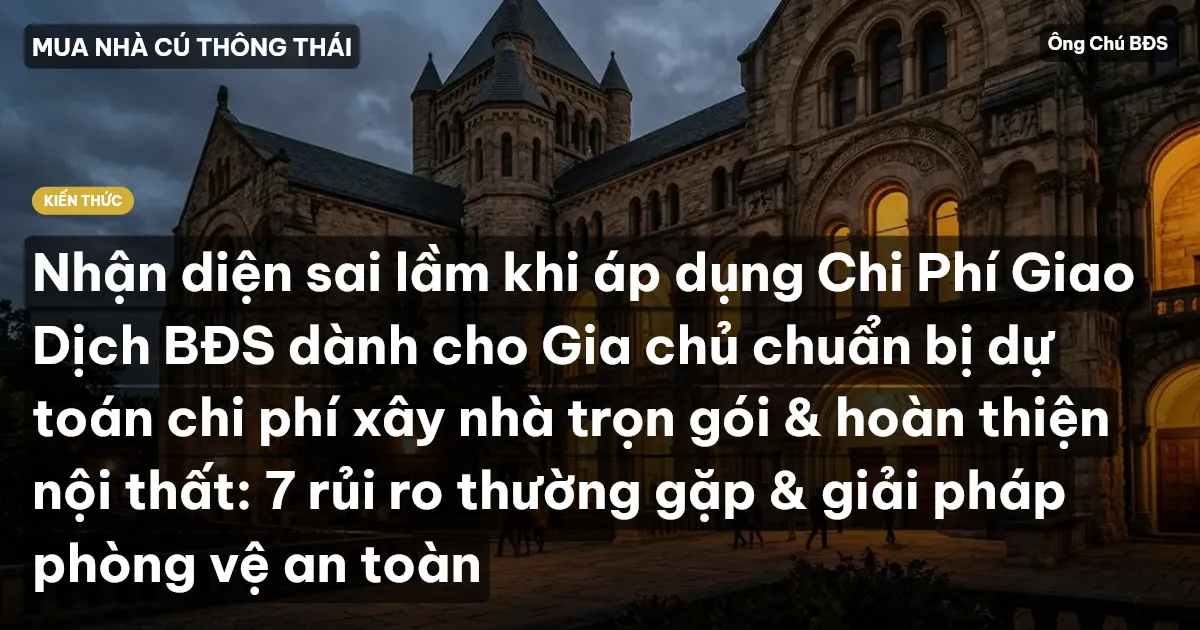 Nhận diện sai lầm khi áp dụng Chi Phí Giao Dịch BĐS dành cho Gia chủ chuẩn bị dự toán chi phí xây nhà trọn gói & hoàn thiện nội thất: 7 rủi ro thường gặp & giải pháp phòng vệ an toàn
