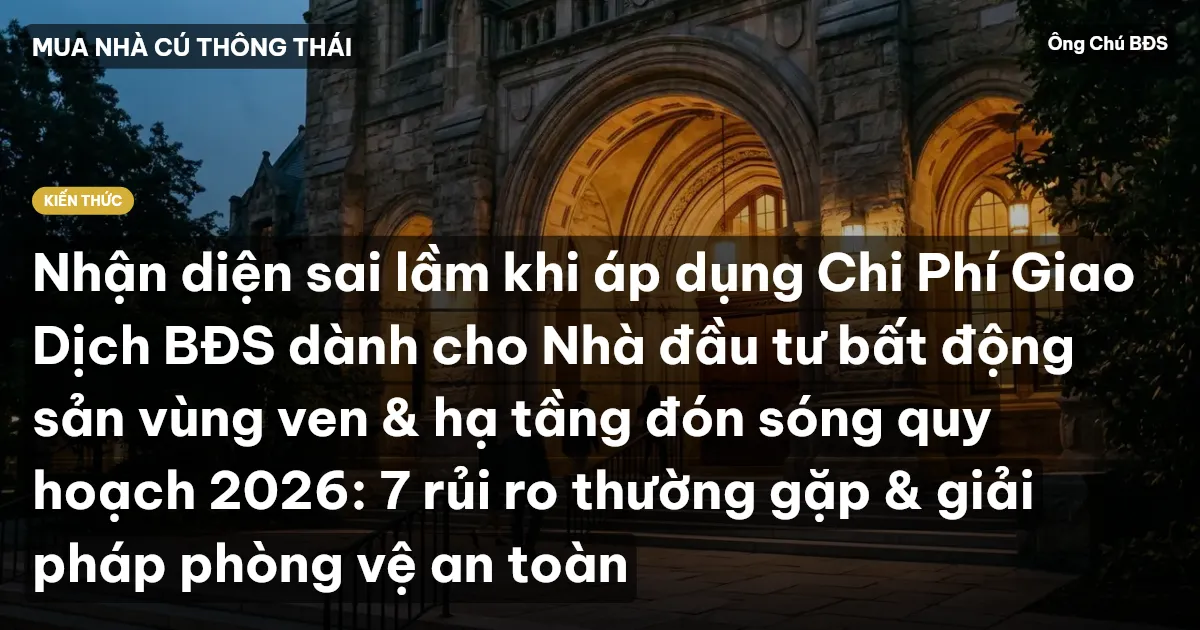 Nhận diện sai lầm khi áp dụng Chi Phí Giao Dịch BĐS dành cho Nhà đầu tư bất động sản vùng ven & hạ tầng đón sóng quy hoạch 2026: 7 rủi ro thường gặp & giải pháp phòng vệ an toàn