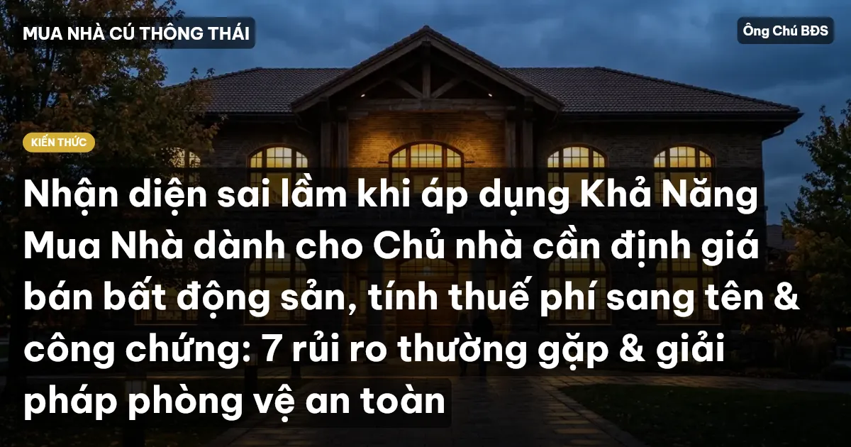 Nhận diện sai lầm khi áp dụng Khả Năng Mua Nhà dành cho Chủ nhà cần định giá bán bất động sản, tính thuế phí sang tên & công chứng: 7 rủi ro thường gặp & giải pháp phòng vệ an toàn