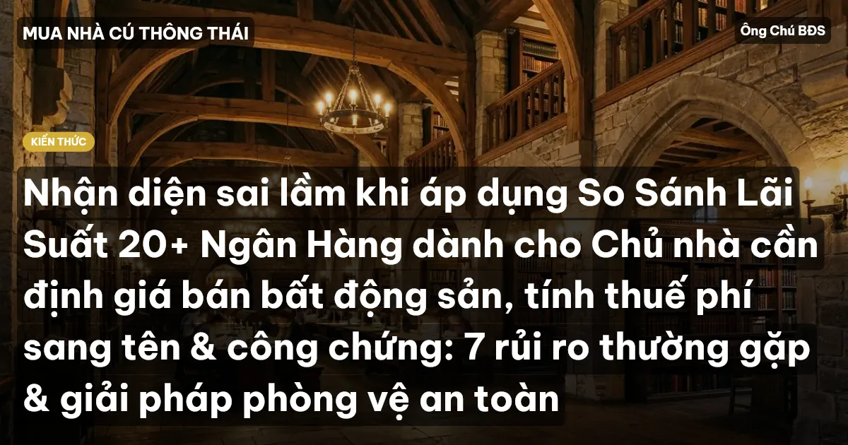Nhận diện sai lầm khi áp dụng So Sánh Lãi Suất 20+ Ngân Hàng dành cho Chủ nhà cần định giá bán bất động sản, tính thuế phí sang tên & công chứng: 7 rủi ro thường gặp & giải pháp phòng vệ an toàn