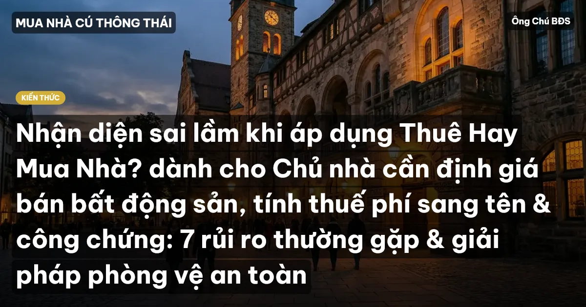 Nhận diện sai lầm khi áp dụng Thuê Hay Mua Nhà? dành cho Chủ nhà cần định giá bán bất động sản, tính thuế phí sang tên & công chứng: 7 rủi ro thường gặp & giải pháp phòng vệ an toàn