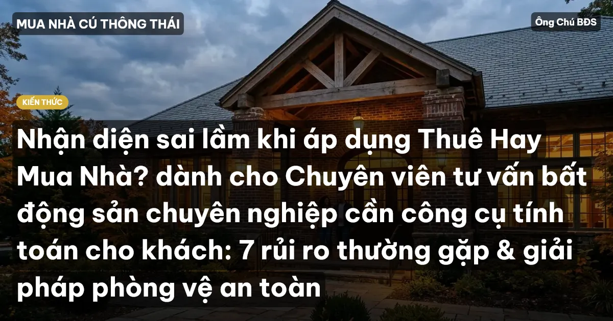 Nhận diện sai lầm khi áp dụng Thuê Hay Mua Nhà? dành cho Chuyên viên tư vấn bất động sản chuyên nghiệp cần công cụ tính toán cho khách: 7 rủi ro thường gặp & giải pháp phòng vệ an toàn