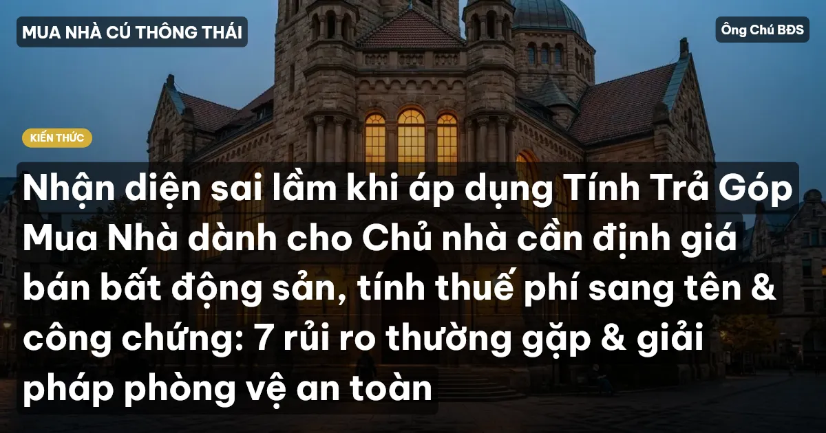 Nhận diện sai lầm khi áp dụng Tính Trả Góp Mua Nhà dành cho Chủ nhà cần định giá bán bất động sản, tính thuế phí sang tên & công chứng: 7 rủi ro thường gặp & giải pháp phòng vệ an toàn