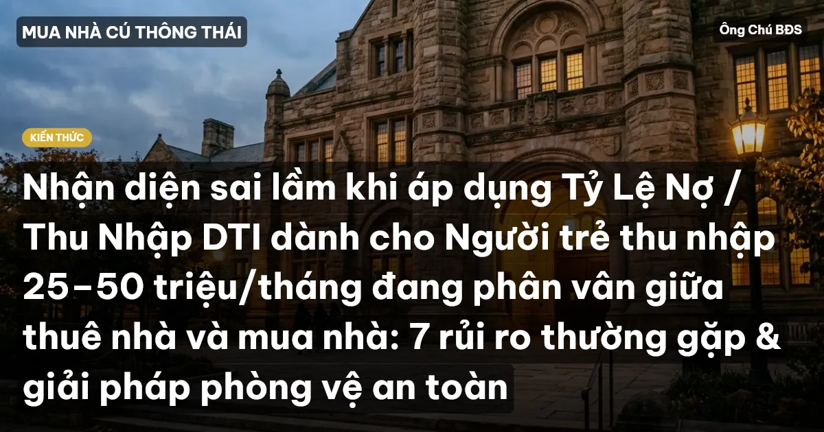 Nhận diện sai lầm khi áp dụng Tỷ Lệ Nợ / Thu Nhập DTI dành cho Người trẻ thu nhập 25–50 triệu/tháng đang phân vân giữa thuê nhà và mua nhà: 7 rủi ro thường gặp & giải pháp phòng vệ an toàn
