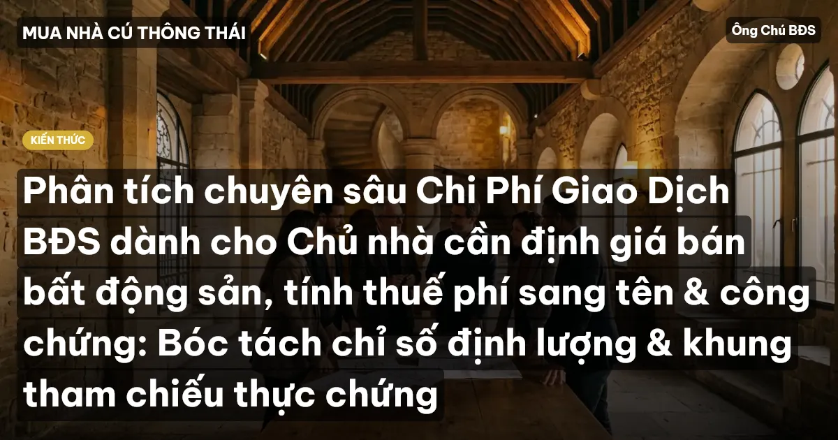 Phân tích chuyên sâu Chi Phí Giao Dịch BĐS dành cho Chủ nhà cần định giá bán bất động sản, tính thuế phí sang tên & công chứng: Bóc tách chỉ số định lượng & khung tham chiếu thực chứng