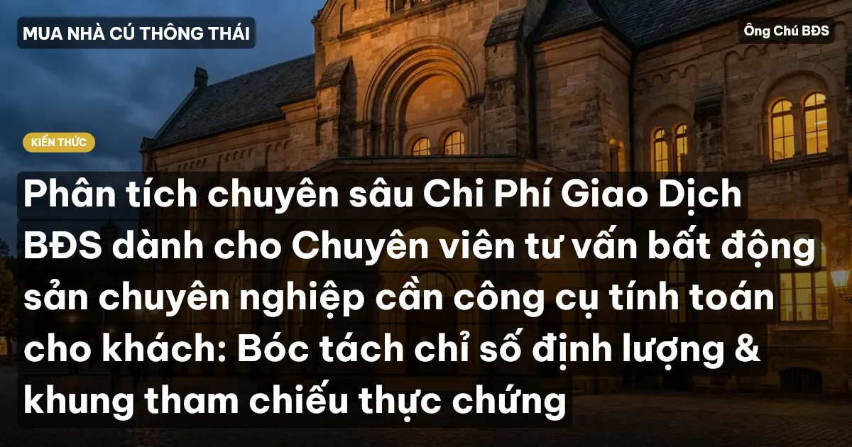 Phân tích chuyên sâu Chi Phí Giao Dịch BĐS dành cho Chuyên viên tư vấn bất động sản chuyên nghiệp cần công cụ tính toán cho khách: Bóc tách chỉ số định lượng & khung tham chiếu thực chứng