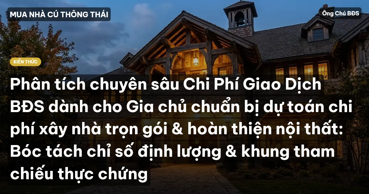 Phân tích chuyên sâu Chi Phí Giao Dịch BĐS dành cho Gia chủ chuẩn bị dự toán chi phí xây nhà trọn gói & hoàn thiện nội thất: Bóc tách chỉ số định lượng & khung tham chiếu thực chứng