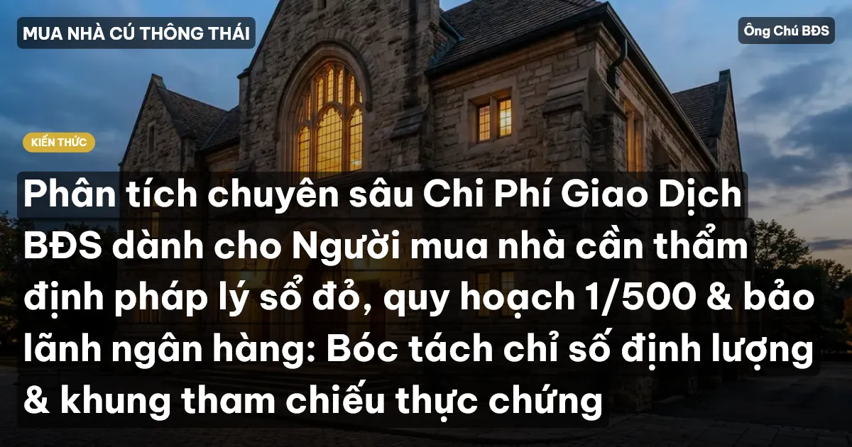 Phân tích chuyên sâu Chi Phí Giao Dịch BĐS dành cho Người mua nhà cần thẩm định pháp lý sổ đỏ, quy hoạch 1/500 & bảo lãnh ngân hàng: Bóc tách chỉ số định lượng & khung tham chiếu thực chứng
