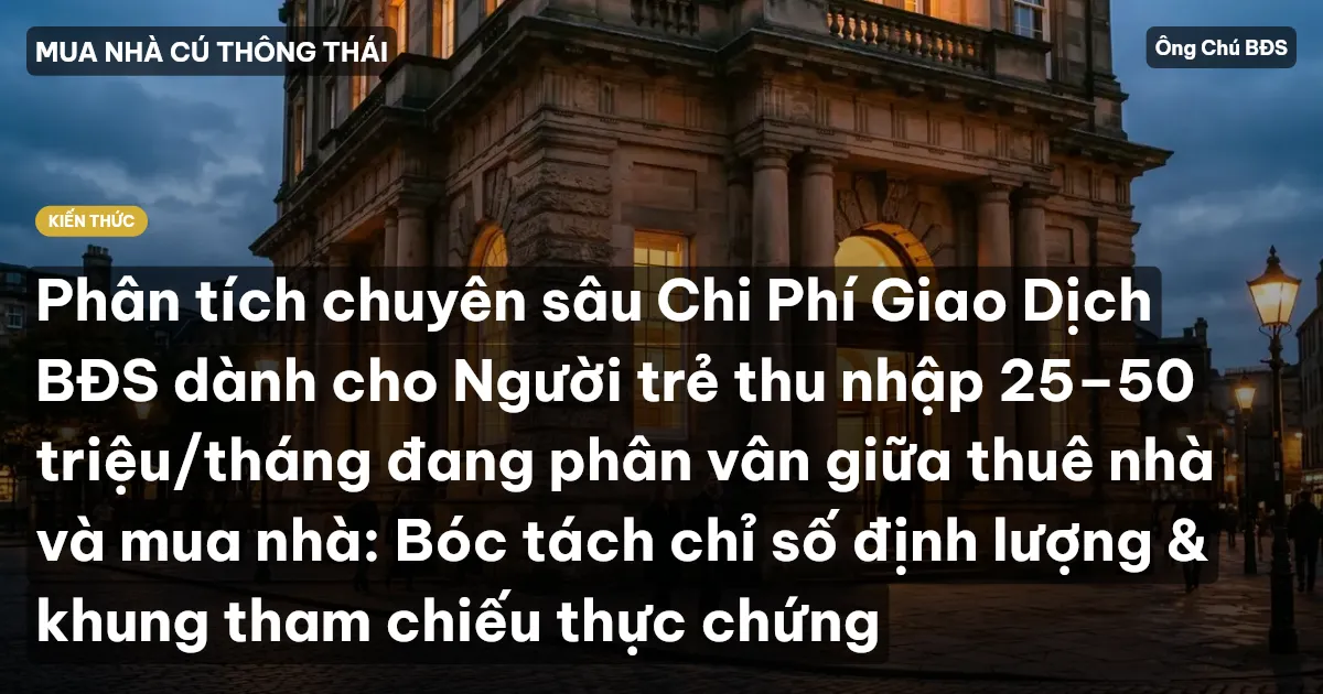 Phân tích chuyên sâu Chi Phí Giao Dịch BĐS dành cho Người trẻ thu nhập 25–50 triệu/tháng đang phân vân giữa thuê nhà và mua nhà: Bóc tách chỉ số định lượng & khung tham chiếu thực chứng