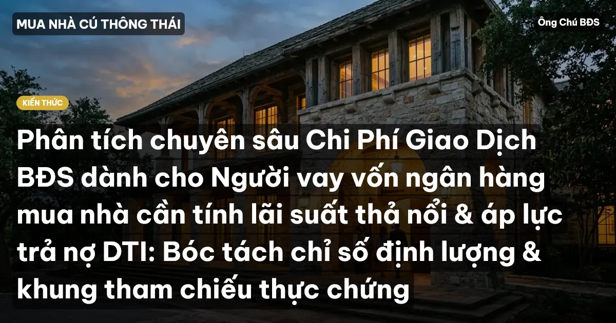 Phân tích chuyên sâu Chi Phí Giao Dịch BĐS dành cho Người vay vốn ngân hàng mua nhà cần tính lãi suất thả nổi & áp lực trả nợ DTI: Bóc tách chỉ số định lượng & khung tham chiếu thực chứng