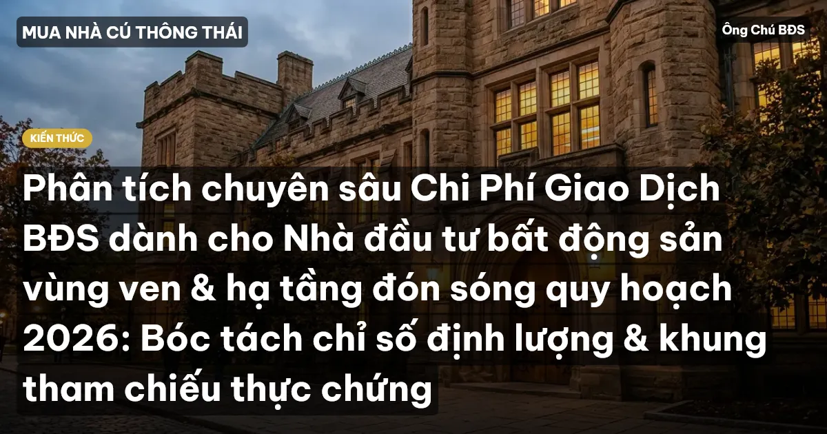 Phân tích chuyên sâu Chi Phí Giao Dịch BĐS dành cho Nhà đầu tư bất động sản vùng ven & hạ tầng đón sóng quy hoạch 2026: Bóc tách chỉ số định lượng & khung tham chiếu thực chứng
