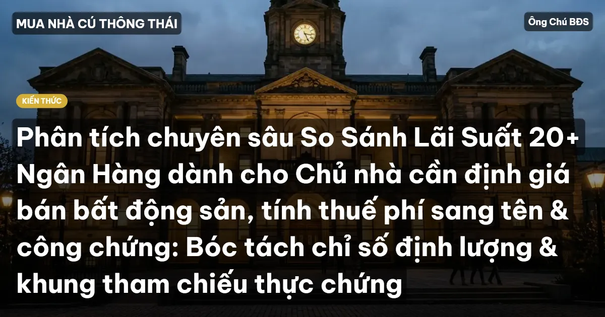 Phân tích chuyên sâu So Sánh Lãi Suất 20+ Ngân Hàng dành cho Chủ nhà cần định giá bán bất động sản, tính thuế phí sang tên & công chứng: Bóc tách chỉ số định lượng & khung tham chiếu thực chứng
