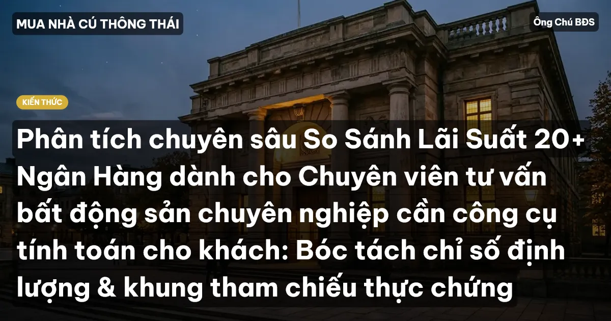 Phân tích chuyên sâu So Sánh Lãi Suất 20+ Ngân Hàng dành cho Chuyên viên tư vấn bất động sản chuyên nghiệp cần công cụ tính toán cho khách: Bóc tách chỉ số định lượng & khung tham chiếu thực chứng