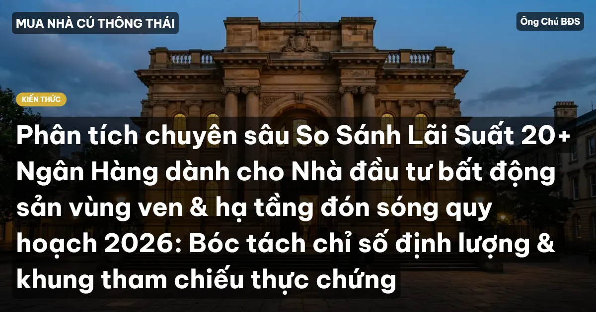 Phân tích chuyên sâu So Sánh Lãi Suất 20+ Ngân Hàng dành cho Nhà đầu tư bất động sản vùng ven & hạ tầng đón sóng quy hoạch 2026: Bóc tách chỉ số định lượng & khung tham chiếu thực chứng