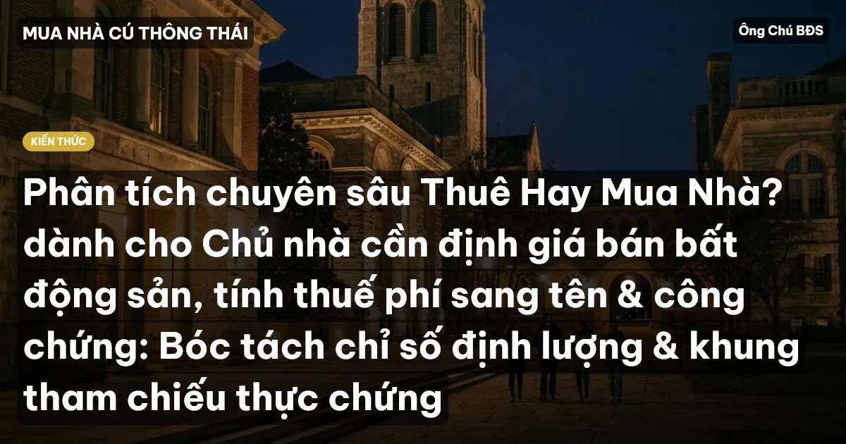 Phân tích chuyên sâu Thuê Hay Mua Nhà? dành cho Chủ nhà cần định giá bán bất động sản, tính thuế phí sang tên & công chứng: Bóc tách chỉ số định lượng & khung tham chiếu thực chứng