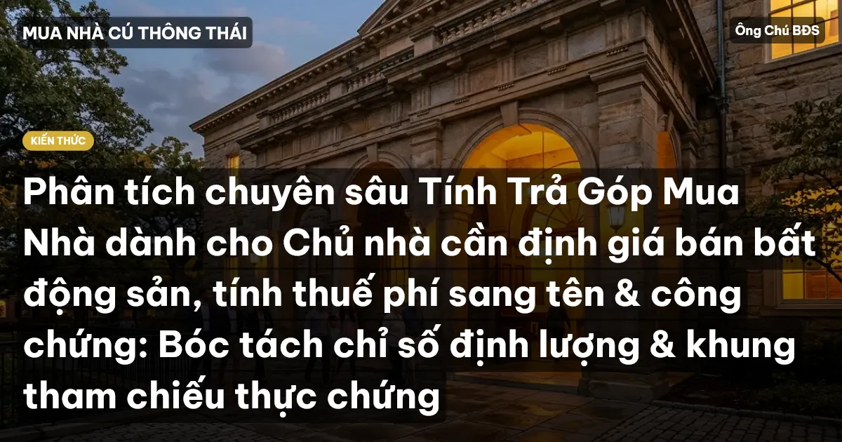 Phân tích chuyên sâu Tính Trả Góp Mua Nhà dành cho Chủ nhà cần định giá bán bất động sản, tính thuế phí sang tên & công chứng: Bóc tách chỉ số định lượng & khung tham chiếu thực chứng