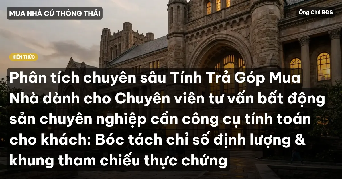 Phân tích chuyên sâu Tính Trả Góp Mua Nhà dành cho Chuyên viên tư vấn bất động sản chuyên nghiệp cần công cụ tính toán cho khách: Bóc tách chỉ số định lượng & khung tham chiếu thực chứng