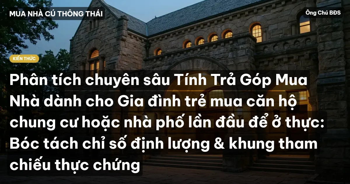 Phân tích chuyên sâu Tính Trả Góp Mua Nhà dành cho Gia đình trẻ mua căn hộ chung cư hoặc nhà phố lần đầu để ở thực: Bóc tách chỉ số định lượng & khung tham chiếu thực chứng