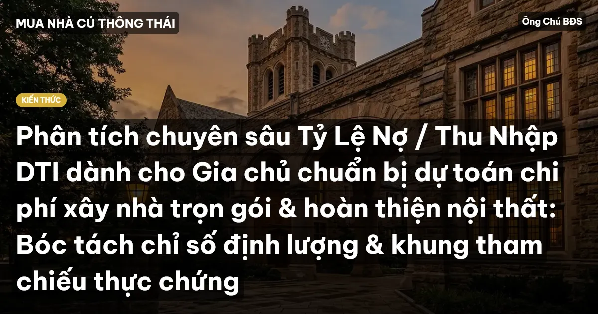 Phân tích chuyên sâu Tỷ Lệ Nợ / Thu Nhập DTI dành cho Gia chủ chuẩn bị dự toán chi phí xây nhà trọn gói & hoàn thiện nội thất: Bóc tách chỉ số định lượng & khung tham chiếu thực chứng