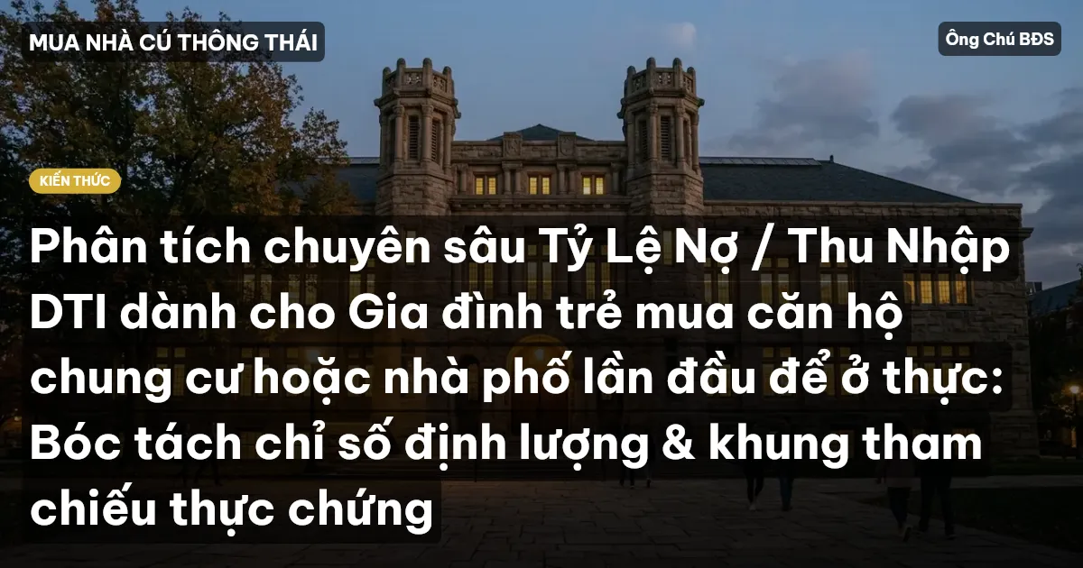 Phân tích chuyên sâu Tỷ Lệ Nợ / Thu Nhập DTI dành cho Gia đình trẻ mua căn hộ chung cư hoặc nhà phố lần đầu để ở thực: Bóc tách chỉ số định lượng & khung tham chiếu thực chứng