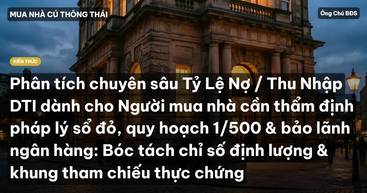 Phân tích chuyên sâu Tỷ Lệ Nợ / Thu Nhập DTI dành cho Người mua nhà cần thẩm định pháp lý sổ đỏ, quy hoạch 1/500 & bảo lãnh ngân hàng: Bóc tách chỉ số định lượng & khung tham chiếu thực chứng