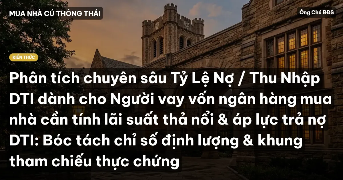 Phân tích chuyên sâu Tỷ Lệ Nợ / Thu Nhập DTI dành cho Người vay vốn ngân hàng mua nhà cần tính lãi suất thả nổi & áp lực trả nợ DTI: Bóc tách chỉ số định lượng & khung tham chiếu thực chứng