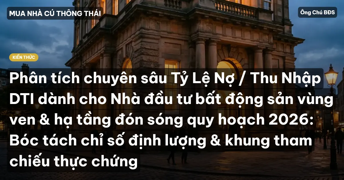 Phân tích chuyên sâu Tỷ Lệ Nợ / Thu Nhập DTI dành cho Nhà đầu tư bất động sản vùng ven & hạ tầng đón sóng quy hoạch 2026: Bóc tách chỉ số định lượng & khung tham chiếu thực chứng