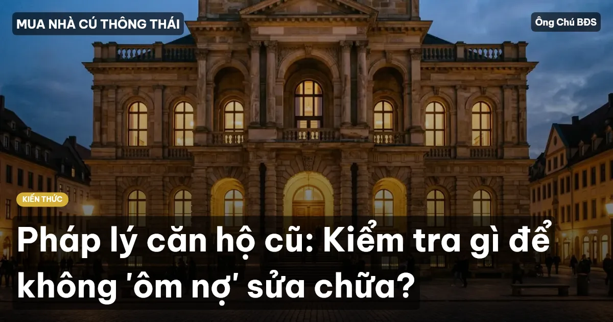 Pháp lý căn hộ cũ: Kiểm tra gì để không 'ôm nợ' sửa chữa?