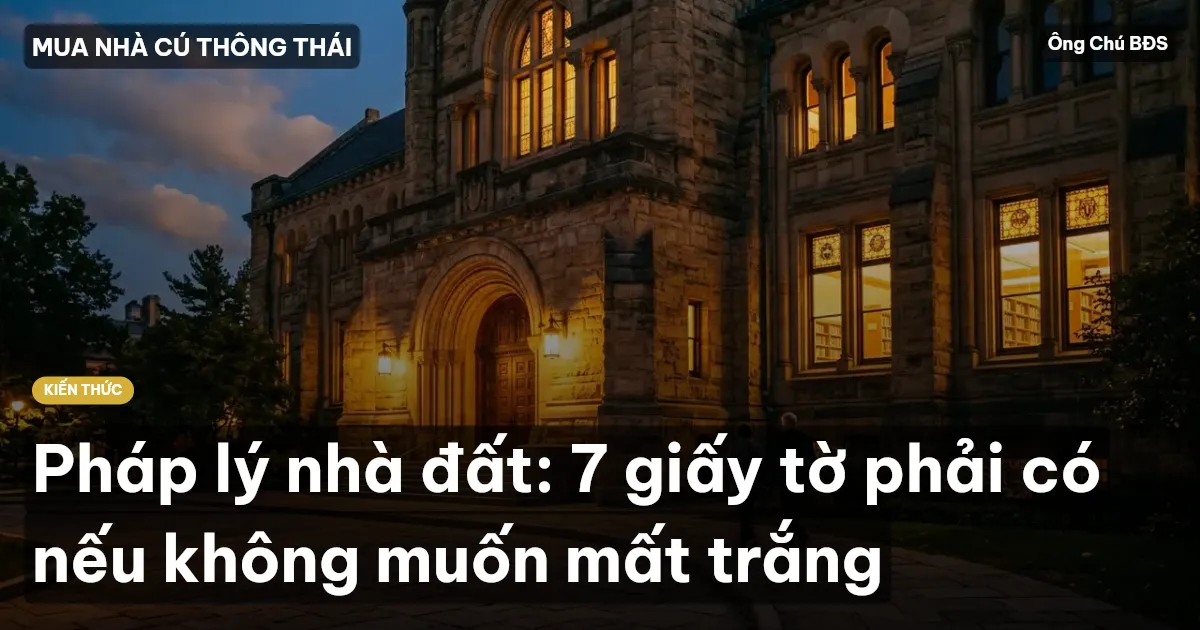 Pháp lý nhà đất: 7 giấy tờ phải có nếu không muốn mất trắng