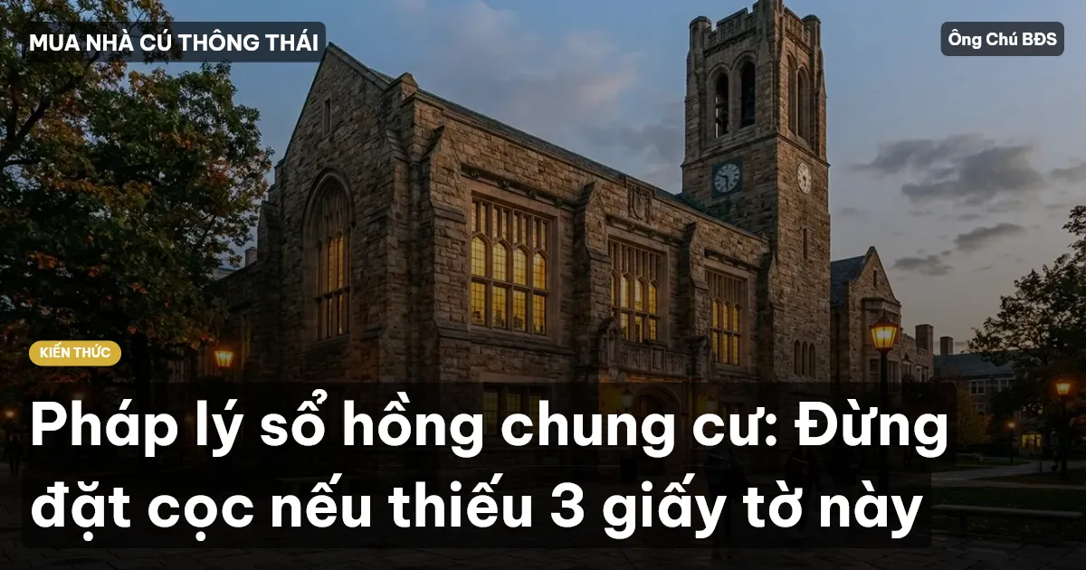 Pháp lý sổ hồng chung cư: Đừng đặt cọc nếu thiếu 3 giấy tờ này