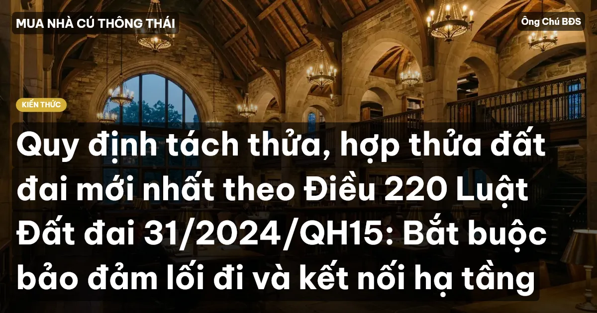 Quy định tách thửa, hợp thửa đất đai mới nhất theo Điều 220 Luật Đất đai 31/2024/QH15: Bắt buộc bảo đảm lối đi và kết nối hạ tầng