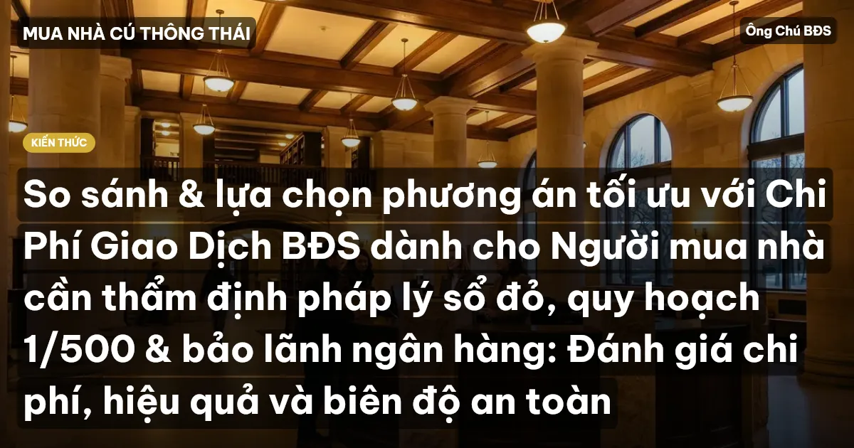 So sánh & lựa chọn phương án tối ưu với Chi Phí Giao Dịch BĐS dành cho Người mua nhà cần thẩm định pháp lý sổ đỏ, quy hoạch 1/500 & bảo lãnh ngân hàng: Đánh giá chi phí, hiệu quả và biên độ an toàn
