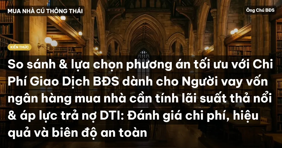 So sánh & lựa chọn phương án tối ưu với Chi Phí Giao Dịch BĐS dành cho Người vay vốn ngân hàng mua nhà cần tính lãi suất thả nổi & áp lực trả nợ DTI: Đánh giá chi phí, hiệu quả và biên độ an toàn