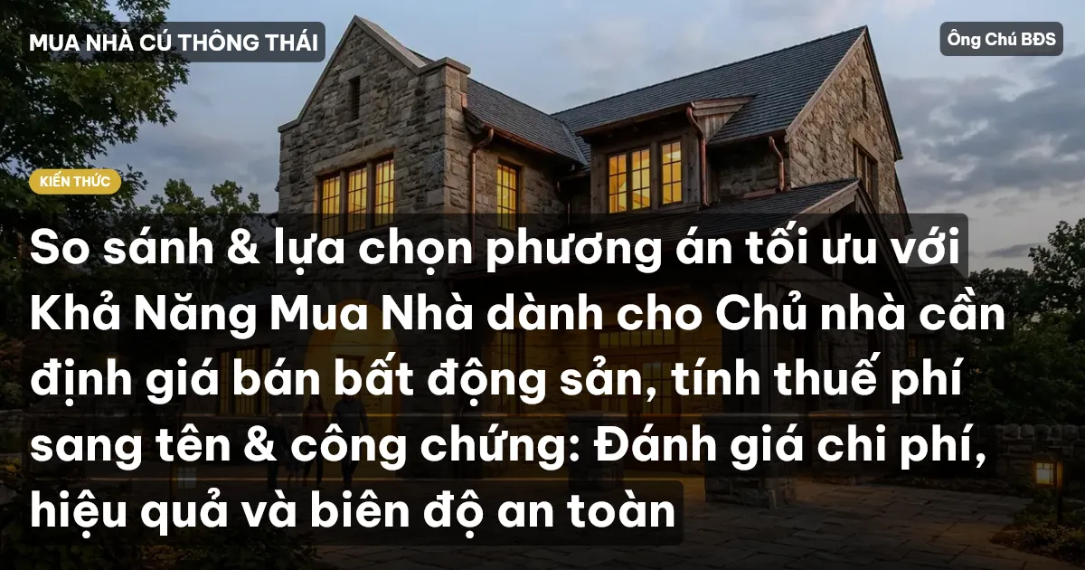So sánh & lựa chọn phương án tối ưu với Khả Năng Mua Nhà dành cho Chủ nhà cần định giá bán bất động sản, tính thuế phí sang tên & công chứng: Đánh giá chi phí, hiệu quả và biên độ an toàn