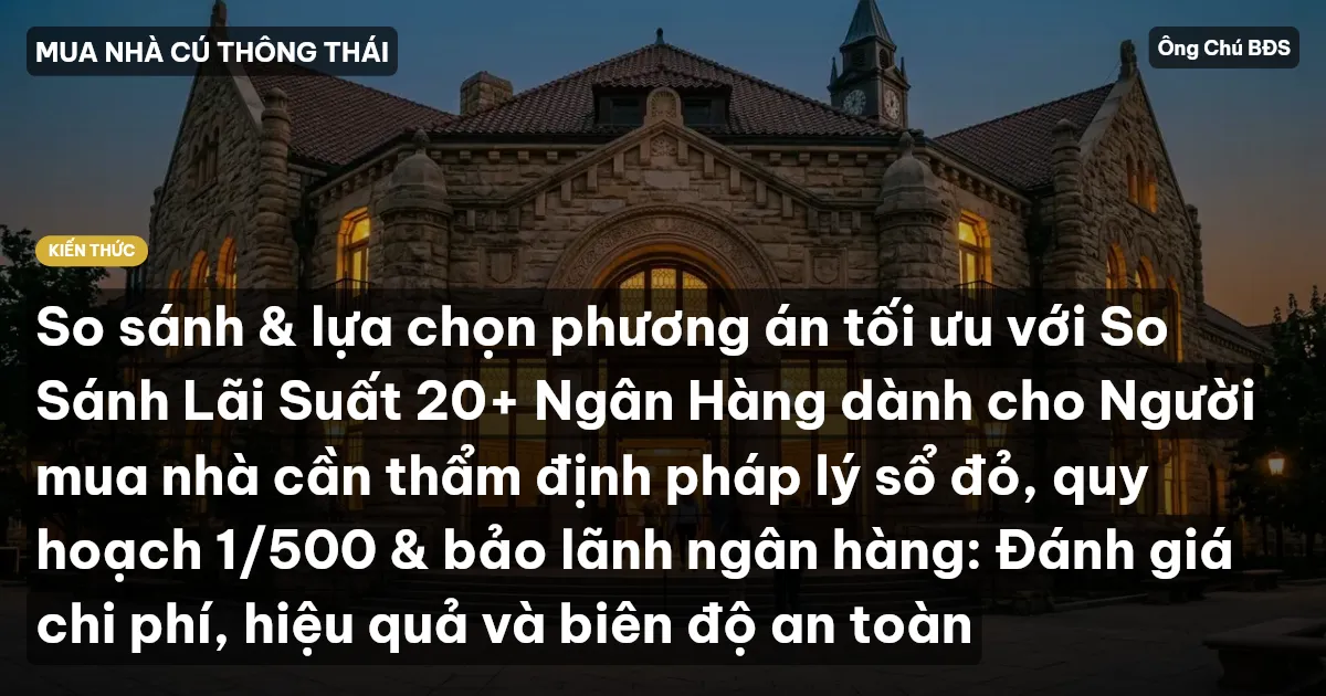 So sánh & lựa chọn phương án tối ưu với So Sánh Lãi Suất 20+ Ngân Hàng dành cho Người mua nhà cần thẩm định pháp lý sổ đỏ, quy hoạch 1/500 & bảo lãnh ngân hàng: Đánh giá chi phí, hiệu quả và biên độ an toàn