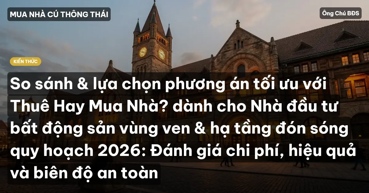 So sánh & lựa chọn phương án tối ưu với Thuê Hay Mua Nhà? dành cho Nhà đầu tư bất động sản vùng ven & hạ tầng đón sóng quy hoạch 2026: Đánh giá chi phí, hiệu quả và biên độ an toàn
