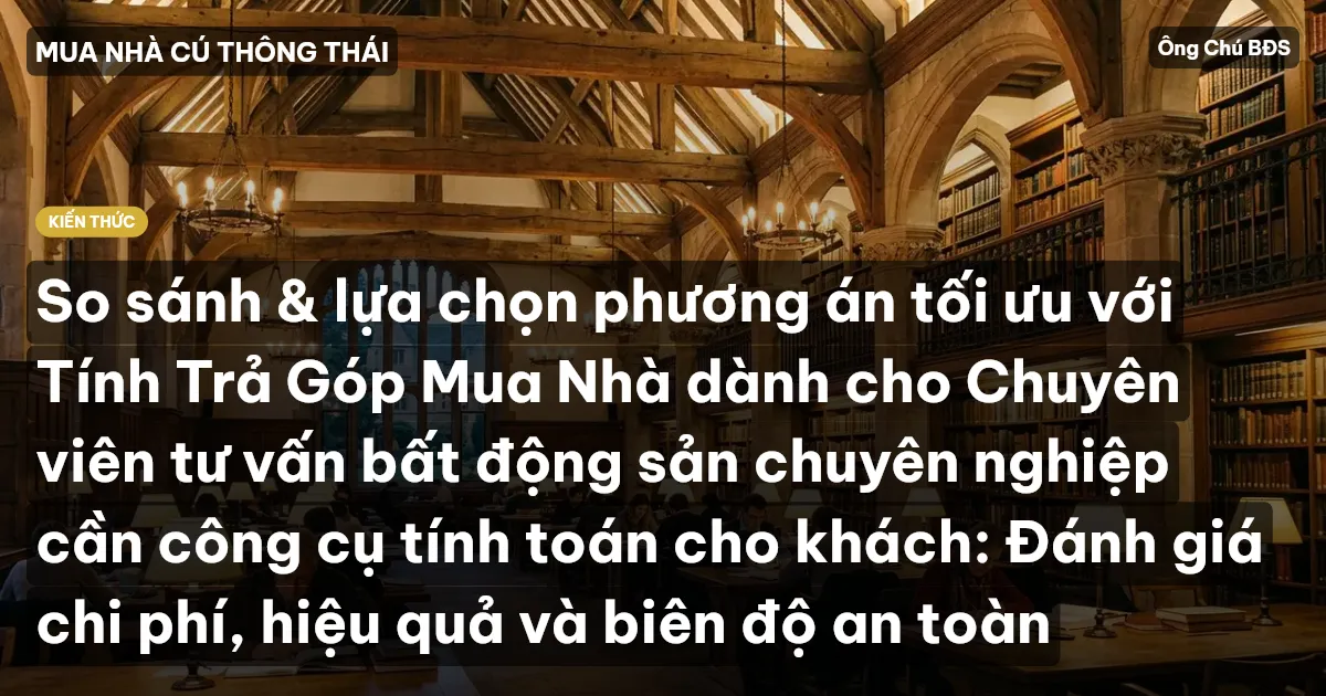So sánh & lựa chọn phương án tối ưu với Tính Trả Góp Mua Nhà dành cho Chuyên viên tư vấn bất động sản chuyên nghiệp cần công cụ tính toán cho khách: Đánh giá chi phí, hiệu quả và biên độ an toàn