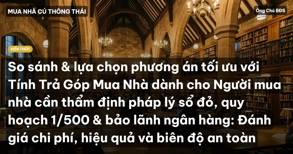 So sánh & lựa chọn phương án tối ưu với Tính Trả Góp Mua Nhà dành cho Người mua nhà cần thẩm định pháp lý sổ đỏ, quy hoạch 1/500 & bảo lãnh ngân hàng: Đánh giá chi phí, hiệu quả và biên độ an toàn