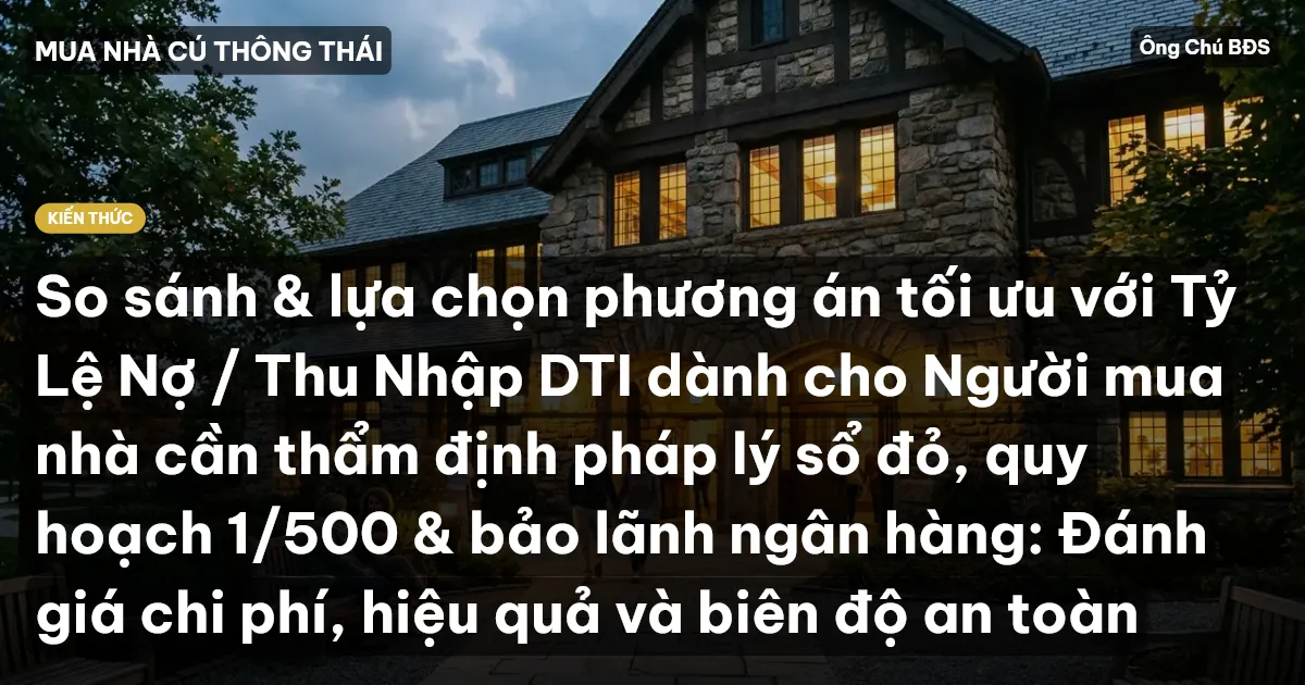 So sánh & lựa chọn phương án tối ưu với Tỷ Lệ Nợ / Thu Nhập DTI dành cho Người mua nhà cần thẩm định pháp lý sổ đỏ, quy hoạch 1/500 & bảo lãnh ngân hàng: Đánh giá chi phí, hiệu quả và biên độ an toàn