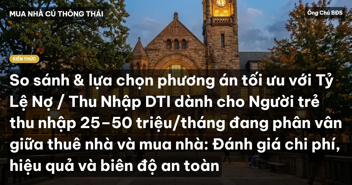 So sánh & lựa chọn phương án tối ưu với Tỷ Lệ Nợ / Thu Nhập DTI dành cho Người trẻ thu nhập 25–50 triệu/tháng đang phân vân giữa thuê nhà và mua nhà: Đánh giá chi phí, hiệu quả và biên độ an toàn