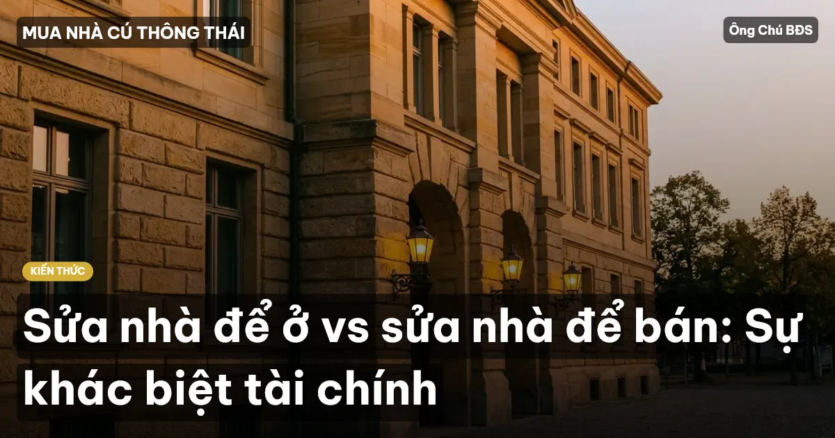 Sửa nhà để ở vs sửa nhà để bán: Sự khác biệt tài chính