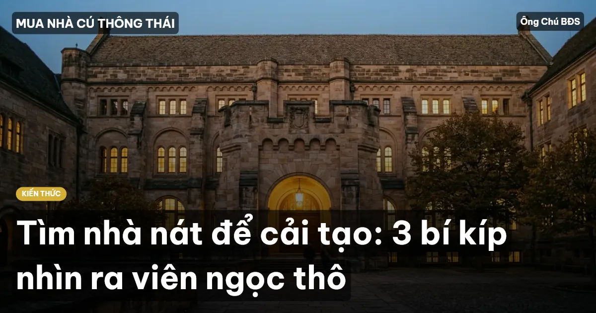 Tìm nhà nát để cải tạo: 3 bí kíp nhìn ra viên ngọc thô