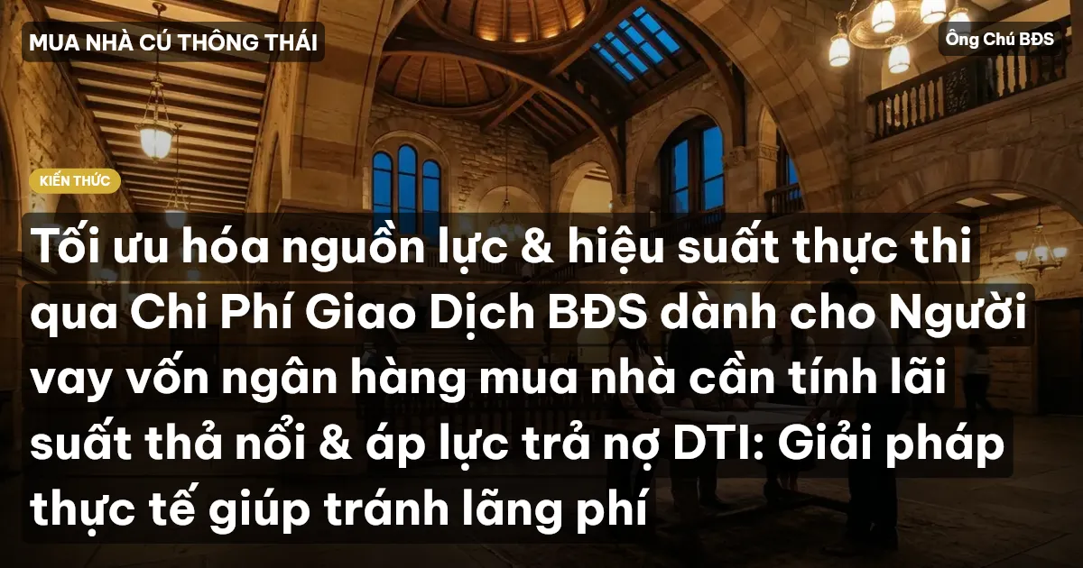 Tối ưu hóa nguồn lực & hiệu suất thực thi qua Chi Phí Giao Dịch BĐS dành cho Người vay vốn ngân hàng mua nhà cần tính lãi suất thả nổi & áp lực trả nợ DTI: Giải pháp thực tế giúp tránh lãng phí