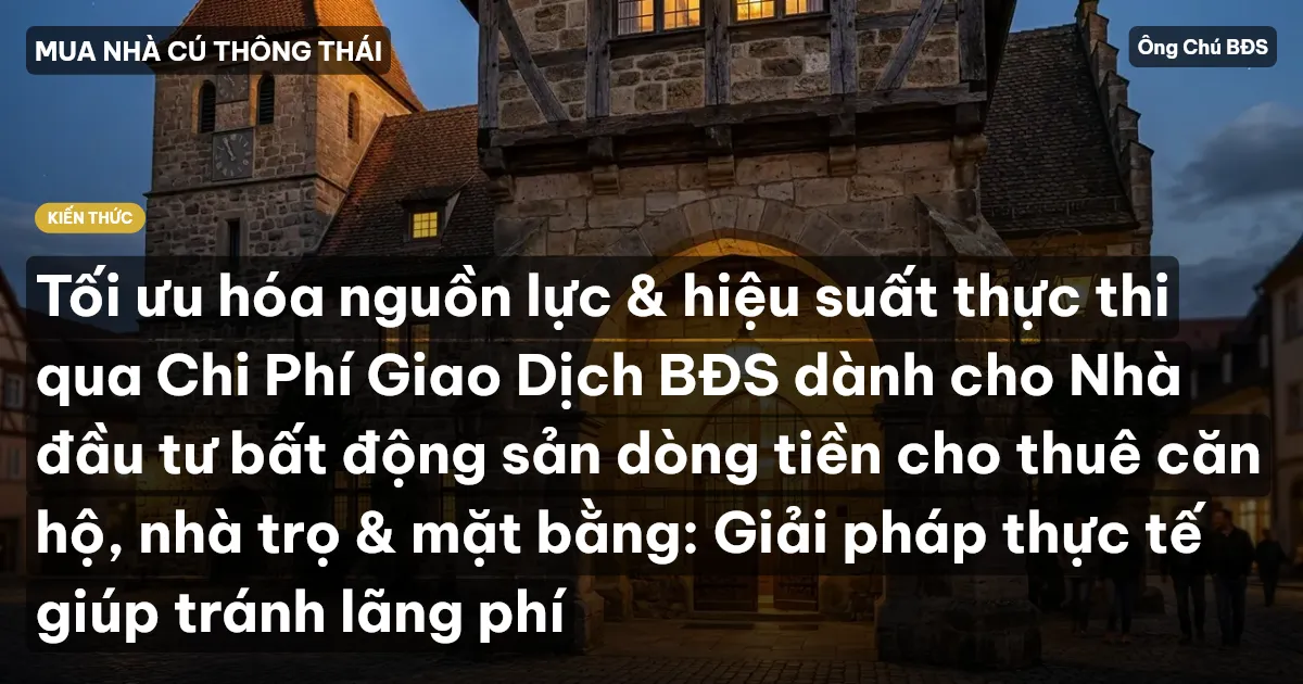 Tối ưu hóa nguồn lực & hiệu suất thực thi qua Chi Phí Giao Dịch BĐS dành cho Nhà đầu tư bất động sản dòng tiền cho thuê căn hộ, nhà trọ & mặt bằng: Giải pháp thực tế giúp tránh lãng phí