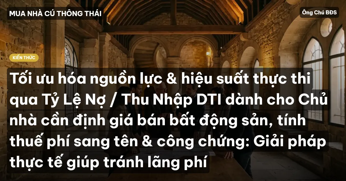 Tối ưu hóa nguồn lực & hiệu suất thực thi qua Tỷ Lệ Nợ / Thu Nhập DTI dành cho Chủ nhà cần định giá bán bất động sản, tính thuế phí sang tên & công chứng: Giải pháp thực tế giúp tránh lãng phí